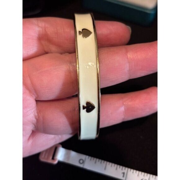Kate Spade New York Six Of Spades Cream & Gold Bangle Bracelet - Picture 8 of 8